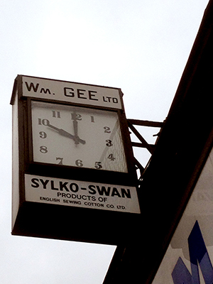 William Gee clock at William Gee's shop in Dalston London
