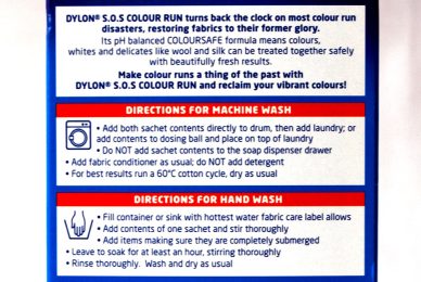 Dylon Colour Run Remover - back cover