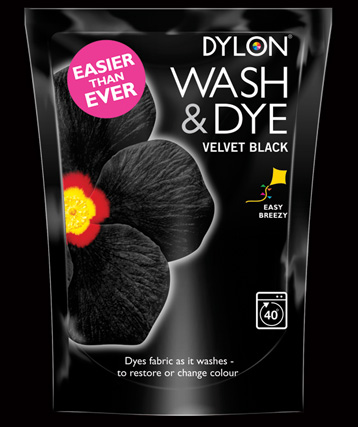 350g Dylon Velvet Black Machine Wash Colour Fabric Dye