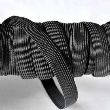 Flat Elastic in Black 11mm - 16 cord