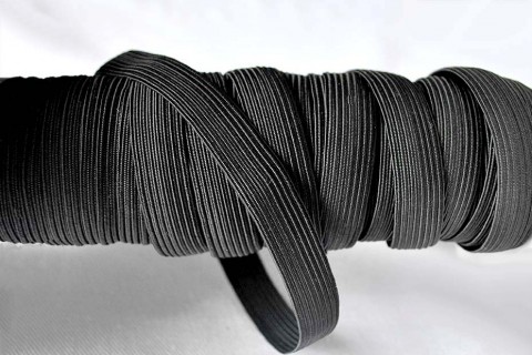 Flat Elastic in Black 11mm - 16 cord
