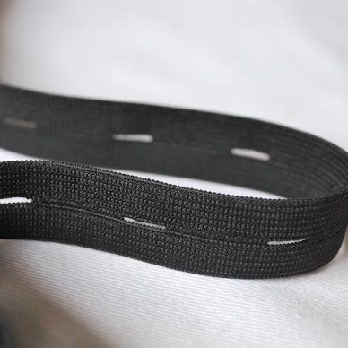 Buttonhole Elastic in Black 15mm