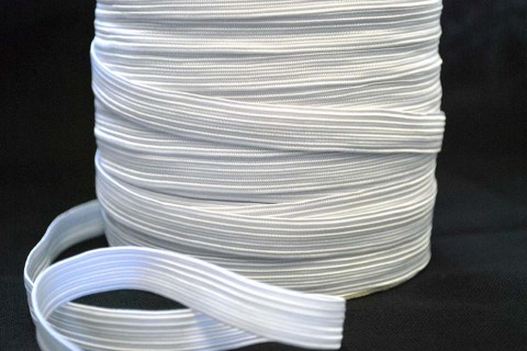 Flat Elastic 11mm (16 Cord) in White by William Gee