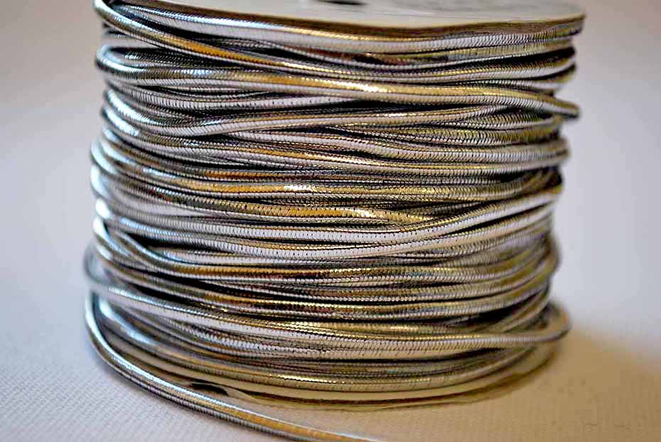 Round Elastic 1.7mm, Metallic Silver - Fast Delivery | William Gee UK