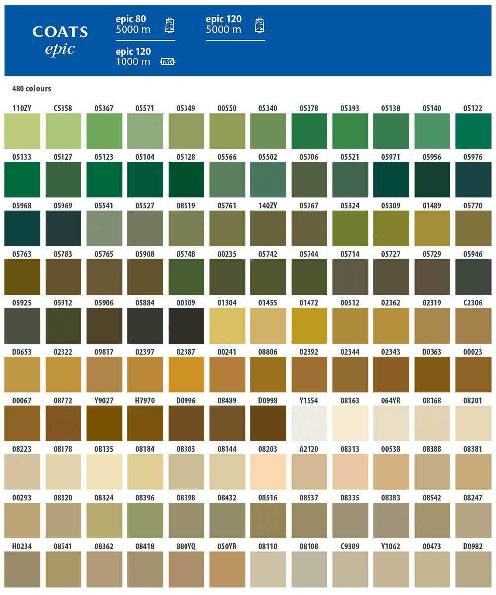 Coats Epic Thread Color Chart