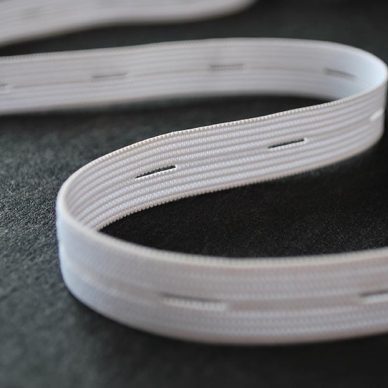 Buttonhole Elastic in White 15mm