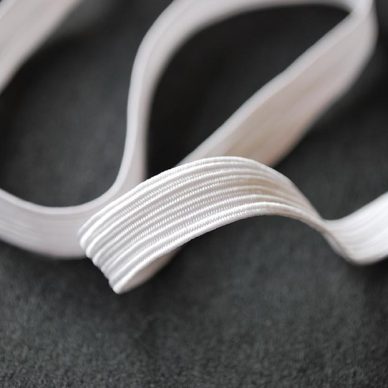 Flat Elastic in White in 6mm (8 cord) by William Gee