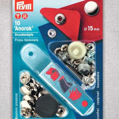 Prym Anorak Press Fasteners - 15mm - Silver Coloured 390301