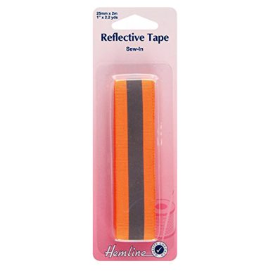 Hemline Reflective Tape 25mm Fluorescent Orange - William Gee