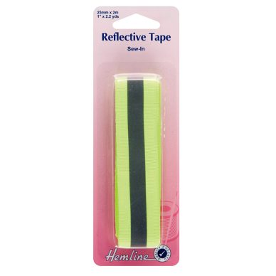 Hemline Reflective Tape 25mm Fluorescent Yellow - William Gee