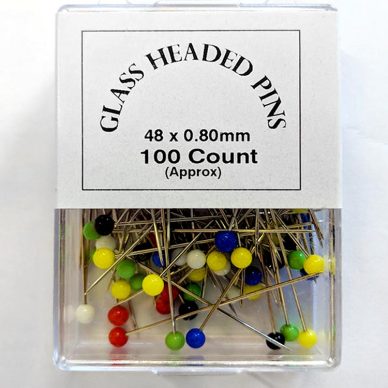 Glass Headed Pins 48mm x 0.8mm - William Gee