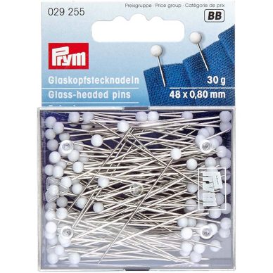 Prym-Glass-Headed-Pins-029155-White-William-Gee-UK
