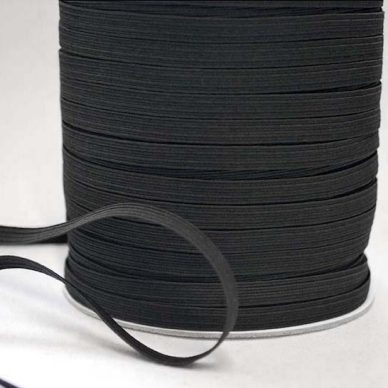 6 cord Flat Elastic 5mm in BLACK - William Gee UK