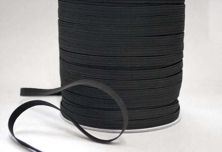 6 cord Flat Elastic 5mm in BLACK - William Gee UK