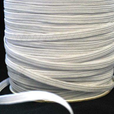 6 cord Flat Elastic 5mm in white - William Gee UK