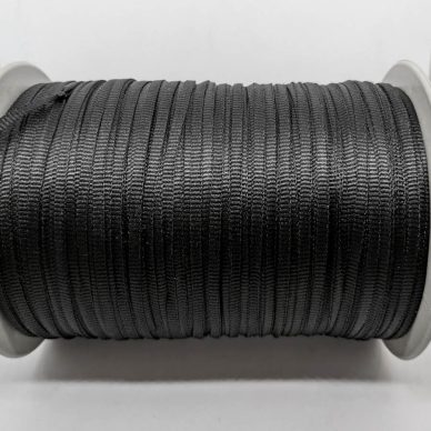 Flat Lacet Braid Cord 3mm Black - William Gee UK