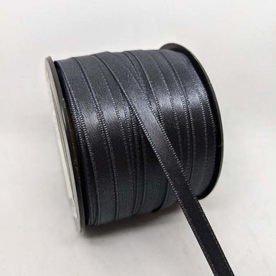 Satin Ribbon 6.5mm Dark Grey - William Gee UK