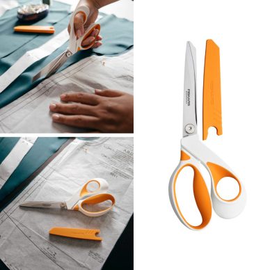 Fiskars Sewing Shears 23cm cutting action shots - William Gee UK