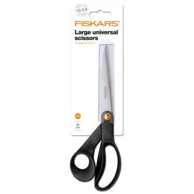 Fiskars Functional Form Universal Purpose Scissors Black 24cm packaging - William Gee UK