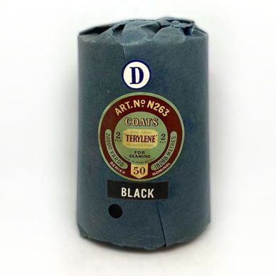 Coats Terylene 50 Denier Polyester Fibre Vintage 20000 Yard Cones Black - William Gee UK