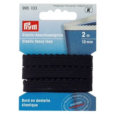 Prym Coloured Elastic 38mm, Black - Fast Delivery