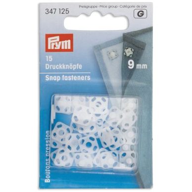 Prym 9mm sew on snap fasteners transparent square - William Gee UK